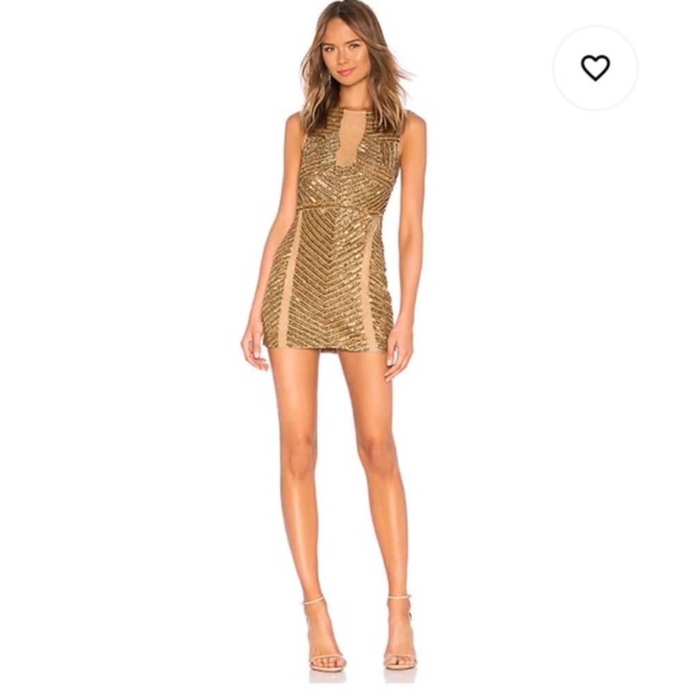 Matilda Embellished Mini Dress in Gold